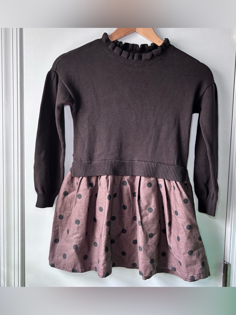 New Gap Kids Polka Dot 2-1 Sweater Dress Girls S 6-7